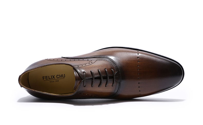Oxford – chaussures de luxe en cuir véritable , Brogue à lacets. noir,
