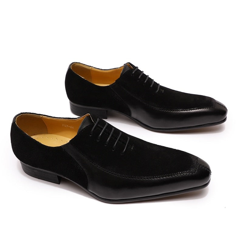 Paulin Oxford – chaussures en daim et cuir, Design de luxe, à lacets