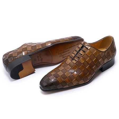 Chaussures de luxe new fashion  imprimées à carreaux en cuir véritable