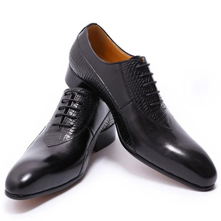 Hommes de luxe Oxford chaussures  habillées en cuir italien rouge noir poli à la main bout pointu à lacets
