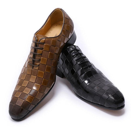 Luxury New Fashion Plaid Print Genuine Leather Shoes